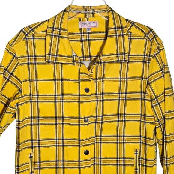 Guess Originals Yellow Plain Flannel Button Up Jacket Clueless Y2K 90s Small LN - Picture 2 of 12